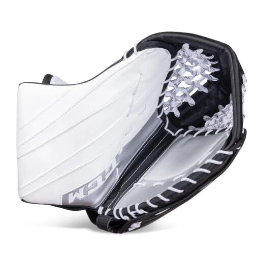 CCM Extreme Flex E5.5 Junior Goalie Catcher - Source Exclusive -Warrior Store ccm catchers ccm extreme flex e5 5 junior goalie catcher source exclusive white white black silver regular 28743589756994