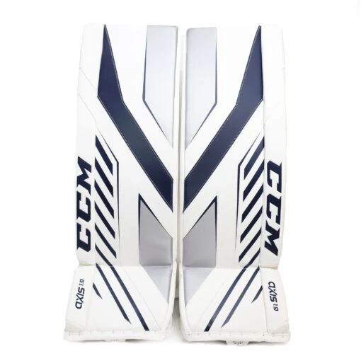 CCM Axis A1.9 Senior Goalie Leg Pads -Warrior Store ccm leg pads ccm axis a1 9 senior goalie leg pads white white navy silver 33 1 29252848287810