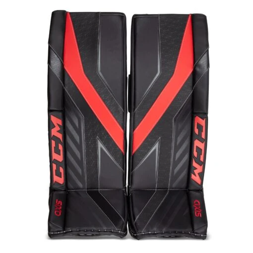 CCM Axis Senior Goalie Leg Pads -Warrior Store ccm leg pads ccm axis senior goalie leg pads black red black 33 1 5 28744295317570