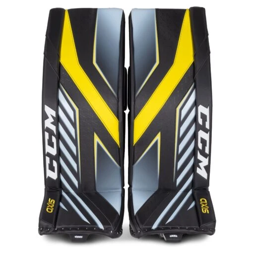 CCM Axis Senior Goalie Leg Pads -Warrior Store ccm leg pads ccm axis senior goalie leg pads black yellow 34 1 28744295219266