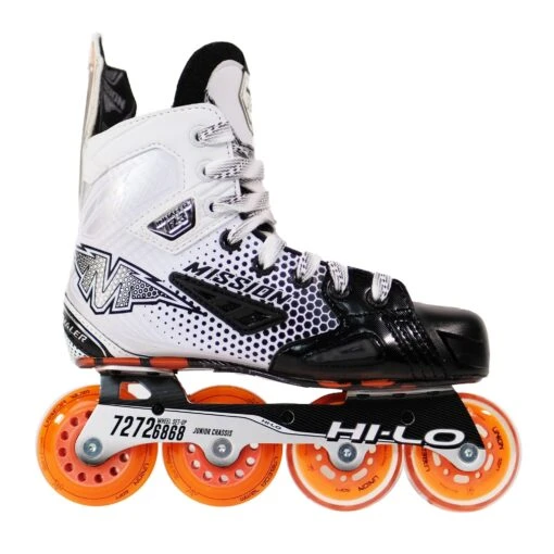 Mission Inhaler FZ-3 Junior Roller Hockey Skates -Warrior Store mission roller hockey skates mission inhaler fz 3 junior roller hockey skates 1 5 e wide 30358428057666