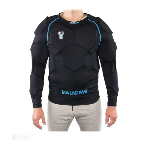 Vaughn Velocity VE8 Goalie Senior Padded Shirt -Warrior Store vaughn padded shirts vaughn velocity ve8 goalie senior padded shirt black blue xs 28744339292226